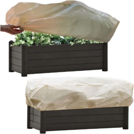 Lot de 2 housses de jardinière bio - Protection contre le gel - Protège les fleurs dans la jardinière de balcon contre les dommages causés par le gel léger ou le vent et la pluie et contre le pic par (1/4)