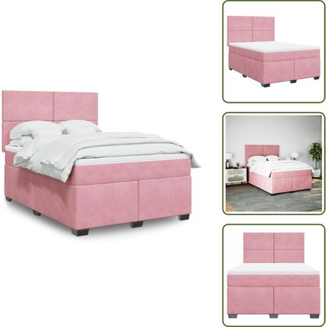 Colchón rosa - vidaXL Cama box spring con colchón terciopelo rosa 160x200 cm - Cama de muelles