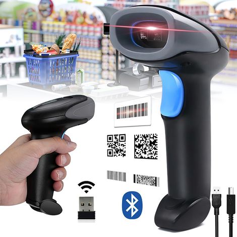 1 Lecteur de codes-barres sans fil, Bluetooth 5.0 et 2.4GHz, portée 100m, batterie 2000mAh, compatible 1D 2D QR, pour magasin et entrepôt (1/5)