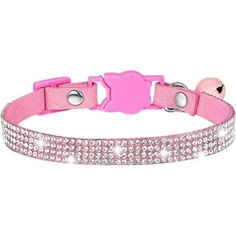 5 Pcs Dog and Cat Collar - Soft Velvet and Crystal Collar - Pink (1/5)