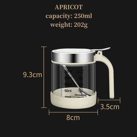 (1 pièce, 250 ml, beige) Pot en verre pour épices et assaisonnements avec cuillère, sucrier et salière ustensiles de cuisine. (1/5)