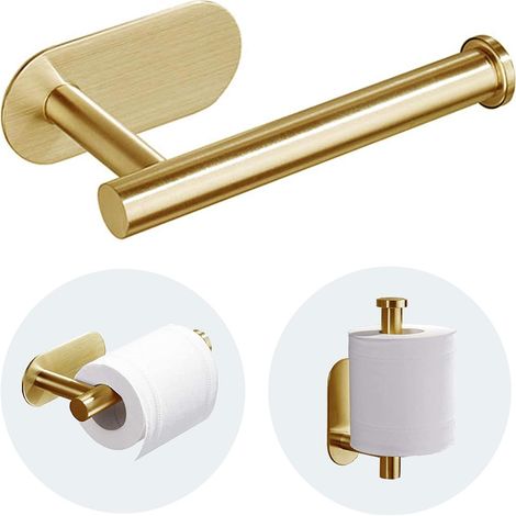 Portarotolo di carta igienica autoadesivo da parete in acciaio inox (oro spazzolato) (1/5)