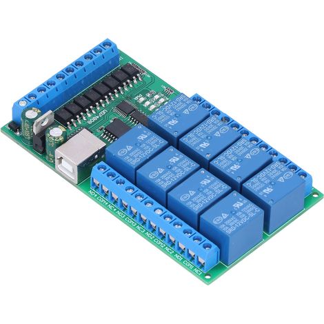 Carte relais USB multifonctionnelle à 8 canaux avec prise en charge des commandes AT pour module d'extension de relais (1/5)