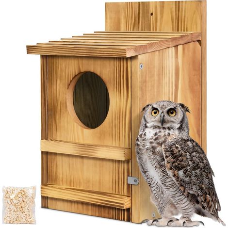 Holz-Eulenhaus für Schleiereule, Waldkauz, Bartkauz, Nistkasten für Vögel