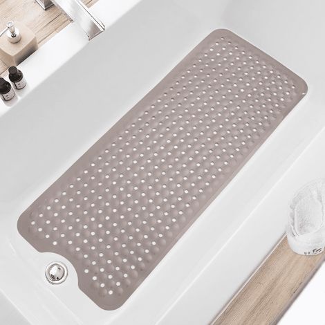 Tapis De Bain Et De Douche - 40 X 16 Pouces - En Pvc Non Glissant Avec Ventouses Et Trous D Évacuation - Pour Baignoire Et Cabine De Douche - 1 Pièce (1/5)