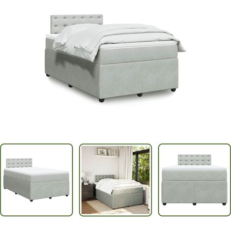 Matratze - Boxspringbett mit Matratze Hellgrau 120x200 cm Samt (1/5)