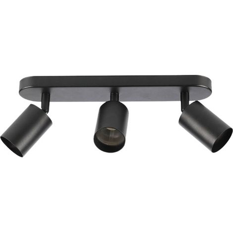 Plafonnier 3 Spots Orientables Alu Noir pour Ampoule GU10 - SILAMP