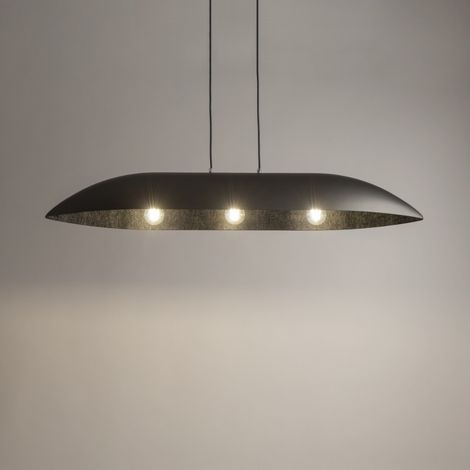 BOBOCHIC - Lustre OREA bicolore gris en acier  L Noir