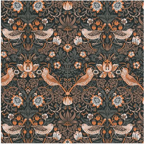 Birds wallpaper wall Profhome 390563 non-woven wallpaper smooth with floral ornaments matt black orange white brown grey 5,33 m2 (1/5)