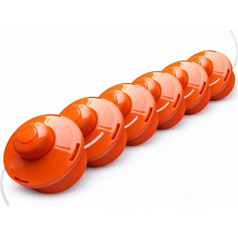 NEMAXX® FS1 Tap & Go cabezal de hilo (cabezal para desbrozadora) – sistema semiautomático doble hilo – para desbrozadora – M10 x 1,25 rosca izquierda – 2 mm – Ø 380 mm – Naranja (6 unidades)