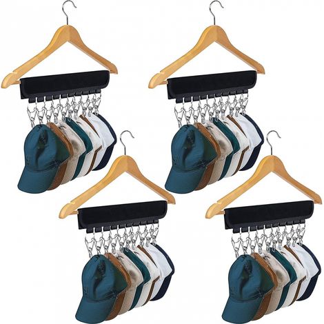 BEBUSINGOTO Hutständer, 4er-Set, 10 Hutaufbewahrungsclips, Geschenk (Schwarz)