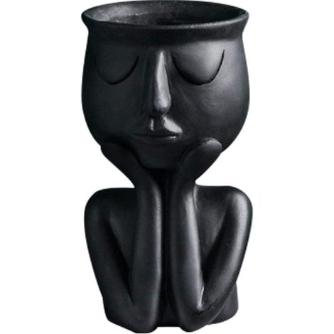 Pot de fleurs en résine en forme humaine pour la décoration de jardin extérieur - Vase rétro sculpté, idéal pour décorer un bureau ou offrir en cadeau. (1/5)