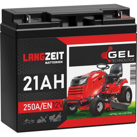 Batteria per trattorino rasaerba LANGZEIT 12V 21Ah 250A/EN, tecnologia GEL, senza manutenzione, elevata potenza di avviamento, 17Ah 18Ah 20Ah 22Ah 23Ah, ideale per trattorini rasaerba (1/5)