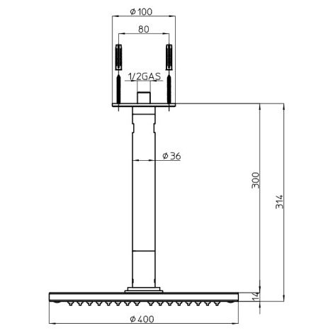 Pomme de tête ronde 400mm chromé Dream Oki - Bossini H35360G030 (1/2)