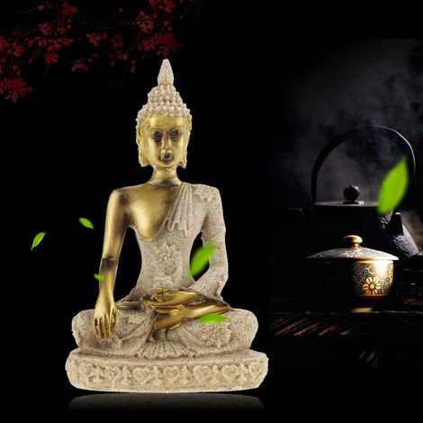 Statuette Bouddha en grès fait main, décoration zen intérieure artisanale 11 cm (1/5)