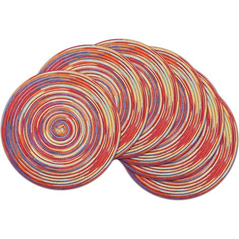 APEX Sets de table ronds en coton tissé de 38 cm, lot de 6, lavables, résistants à la chaleur, décorations de Noël. (1/5)