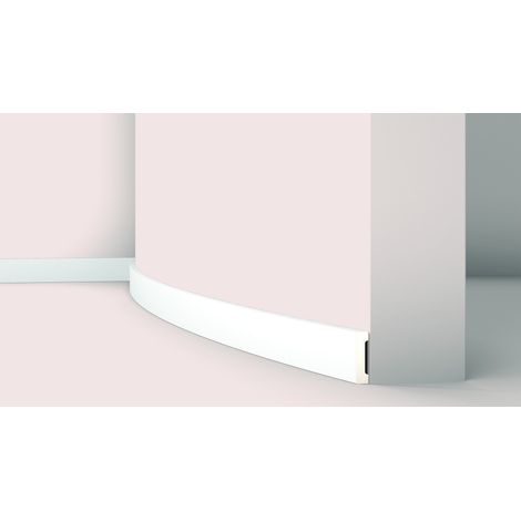 NMC – Moulure décorative flexible 2m – Plinthe moderne en polyuréthane blanc – Largeur 1.3cm, Hauteur 5.8cm – Pour intérieurs (1/5)