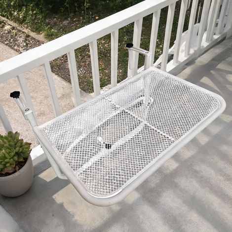 Table suspendue de balcon en métal blanc 60 x 56 cm en metall (1/5)