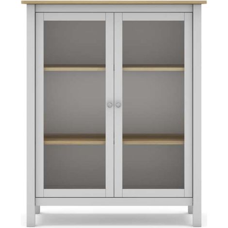 Mueble vitrina para comedor modelo Miguel 2 puertas acabado blanco/roble, 40cm(fondo) 110cm(alto) 90cm (ancho). (1/3)