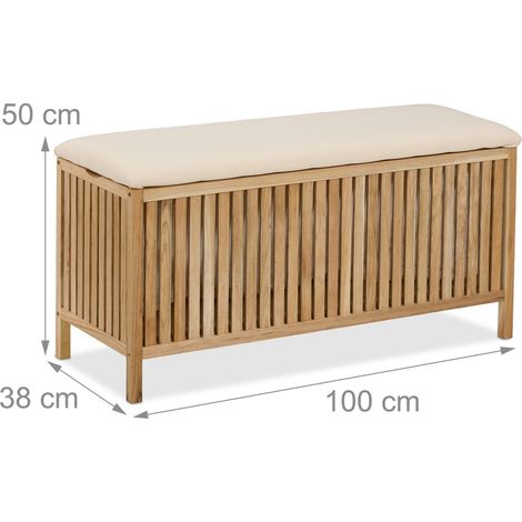 Panca con contenitore pratica per bagno 100 x 40 x 45 cm seduta comoda rusticità in legno bianco 130016421