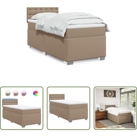 vidaXL Surmatelas - Sommier à lattes de lit avec matelas Cappuccino 90x200 cm (1/5)