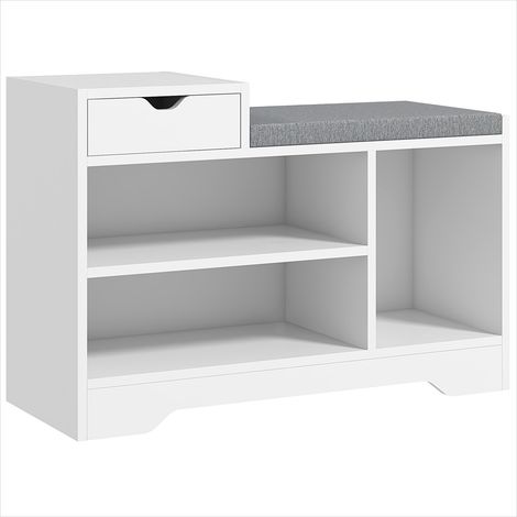 Console Banc à chaussures blanc MDF 76,5 cm avec assise (1/5)
