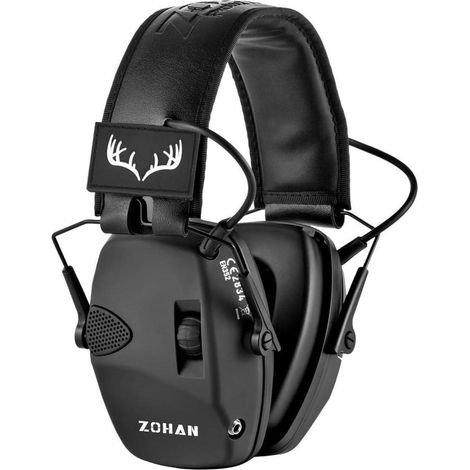 Casque anti-bruit électronique pour tir et chasse, réduction du bruit, amplification sonore, NRR22dB, SNR27dB, noir (1/5)