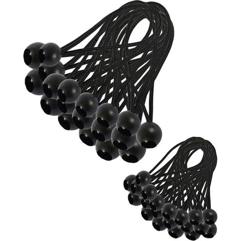 30 Pièces Tendeur Elastique, Tendeur Bache, Sandow Elastique, Tendeur Élastique pour Pavillon, Bâche, Camping, Tente, Rideaux Harnais d’Extension(200mm and 150mm) (1/5)