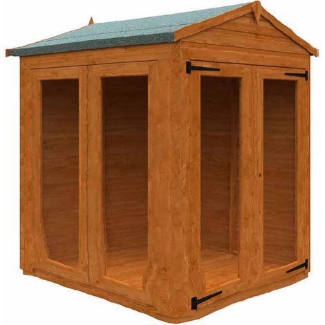 4x4 Flex Apex Full Pane Summerhouse 12mm Flex - L123.8 x W115 x H219.2 cm - Solid Wood/Softwood/Pine - Burnt Orange