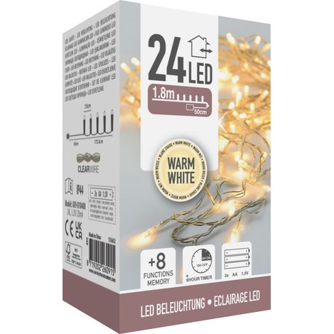 Multifunktionale batteriebetriebene Girlande, 24 LEDs, transparentes Kabel, warmweißes Licht, 2,30 m (1/2)