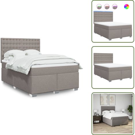 Sommier à lattes de lit avec matelas Taupe 160x200 cm Tissu - Sommier À Lattes De Lit - Sommiers À Lattes De Lit - Lit - Meuble De Chambre À Coucher (1/5)