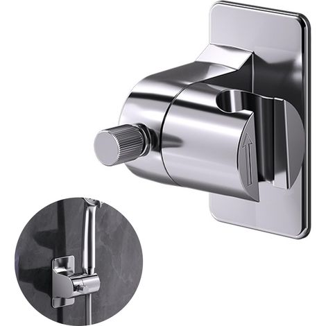 Support Pommeau de Douche, Réglable Support Douche Ventouse, Ventouse à Grand Adsorbabilité, Accessoires Douchette 360 ° Rotation Porte Pommeau de Douche (Argent) (1/5)