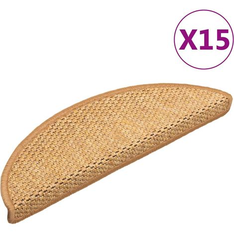 Tapis d'escalier autocollants aspect sisal 15 pcs 56x17x3 cm (1/5)