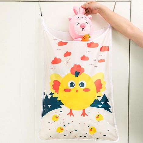 Sac à linge suspendu, rangement mural pour placard, poche de rangement à accrocher derrière une porte, idéal pour dressing, chambre étudiante, voyage ou organisation, motif poule. (1/5)