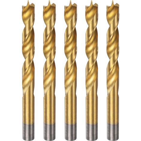 5pcs - Mèche À Pointe Brad - Acier Rapide HSS4241 - Perçage Précis Bois Plastique Caoutchouc - Revêtement Titane Doré - 12.5x151mm (1/5)