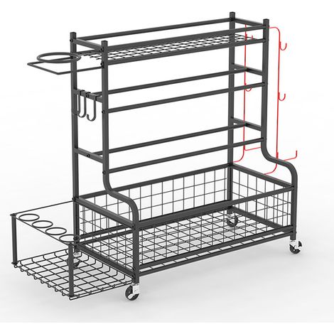 4-stufiges Hantelregal, Hantelständer-Aufbewahrungsregal für Bodybuilding, mit Rollen & Haken 101×39.6×96cm max. 199.6 kg – Edelstahl, schwarz