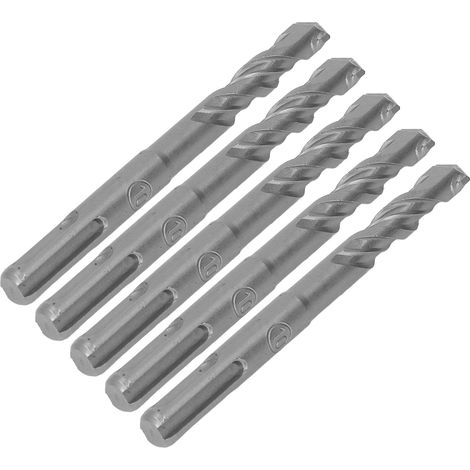 Foret burin 5 pièces, carbure cémenté, spirale double cannelure, pour brique et pierre, diamètre 10mm, longueur 110mm, perforateur SDS (1/5)