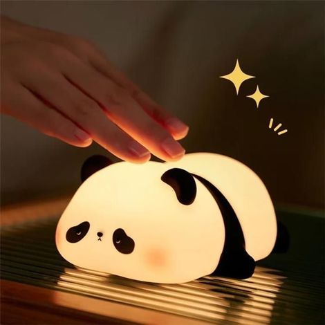Niedliche, pandaförmige Silikon-Nachttischlampe mit Berührungssteuerung und Dimmer für Kinder (1/5)