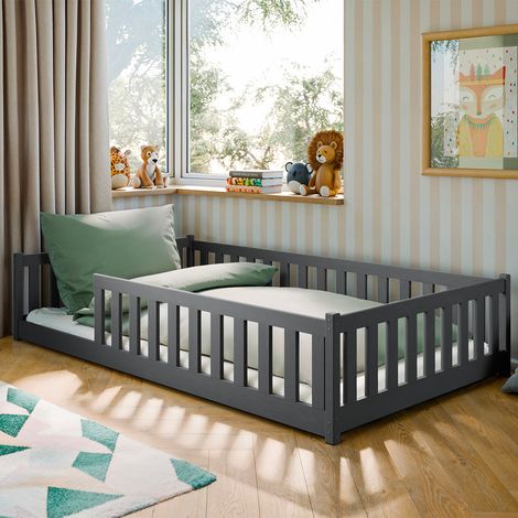 Letto a terra 120x200 con rete a doghe Maya Antracite (1/3)