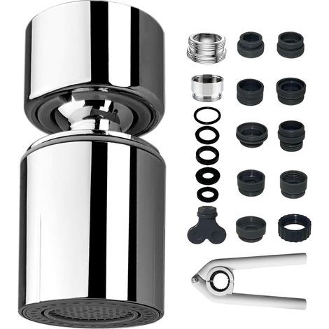 Faucet Aerator, 360° Rotation, 2 Water Saving Modes, Chrome Finish, Kitchen Bathroom (1/5)