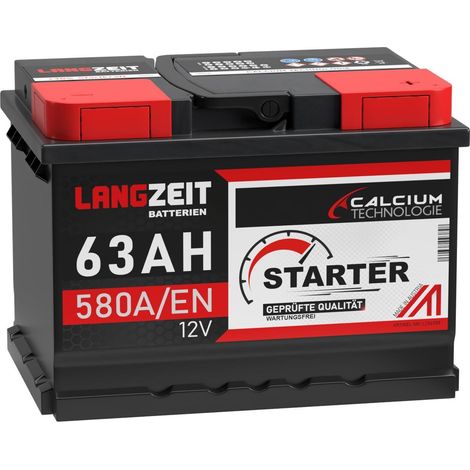 Langzeit Starter Autobatterie 63Ah 12V