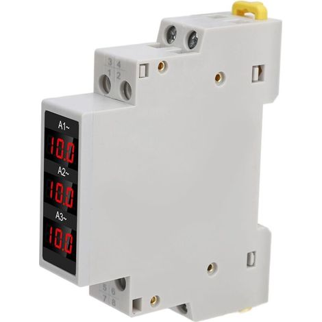 Amperometro trifase con display digitale a LED per montaggio su guida DIN, amperometro di alta precisione con ampio campo di misura, visualizzazione dell'andamento, AC 80-500 V, 1-100 A (1/4)