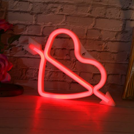 Adorable lampe murale décorative LED en forme de cœur pour chambre ou dortoir (rouge) (1/5)