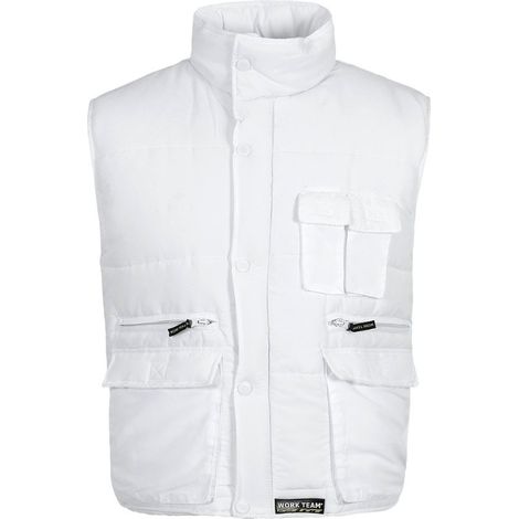 Chaleco industrial acolchado de cuello alto multibolsillos WORKTEAM S3250 L Blanco (1/3)