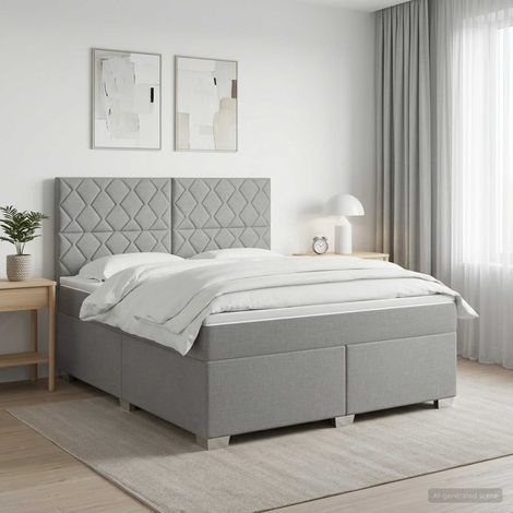 Cama box spring con colchón Gris Claro 140 x 190 cm Tela (1/5)