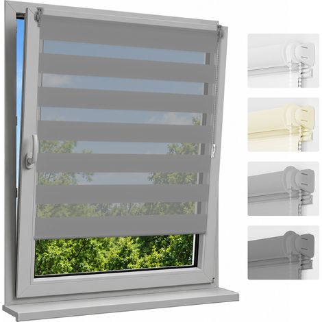 aubor Doppelrollo Klemmfix ohne Bohren Anthrazit 115x230cm (1/5)