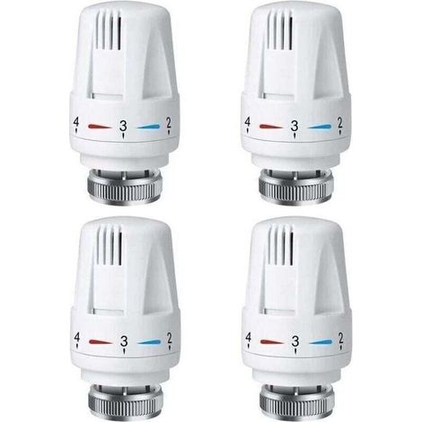 Tête de thermostat Thermostat 4 pièces M 30 x 1,5 Tête de rechange pour vanne de radiateur avec réglage antigel