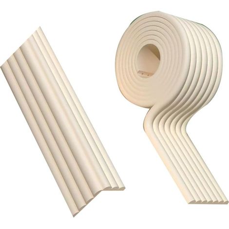 Eckenschutz, Kantenschutzleisten, Möbeleckenpolster aus strapazierfähigem, weichem Schaumstoff (weiß, 8 cm breit x 2 m lang).