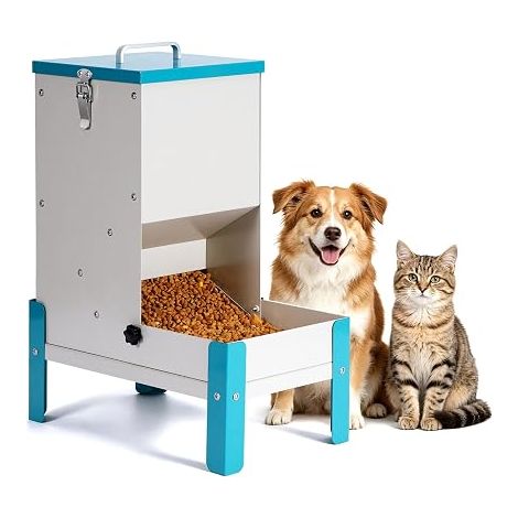 Distributeur Croquettes Chat Automatique Gamelle Surélevée pour Chien Mangeoire Secs en Métal Amovible, Pour Animaux de Compagnie, Solide, Nettoyer (1/5)
