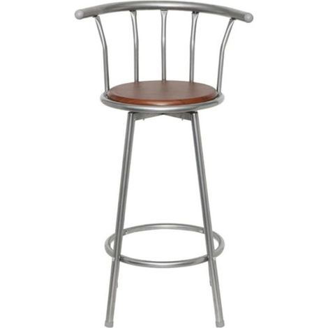 Chaise de bar bois marron et métal gris Luis - Lot de 2 (1/4)
